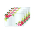 thumbnail image 4 of MKHERT Hawaiian Tropical Hibiscus Flowers with Mint Stripes Placemats Table Mats for Dining Room Kitchen Table Decoration 12x18 inch,Set of 4, 4 of 4