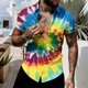 thumbnail image 1 of Ceisia Tie Dye Print Short Sleeve Button-Down Shirts for Men Slim Fit Casual Summer Beach Tops Sky Blue L Gifts, 1 of 6