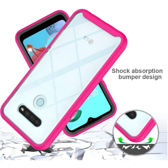LG Harmony 4 Phone Case, LG Premier Pro Plus Case, Transparent Drop Proof Phone Cover (Pink)