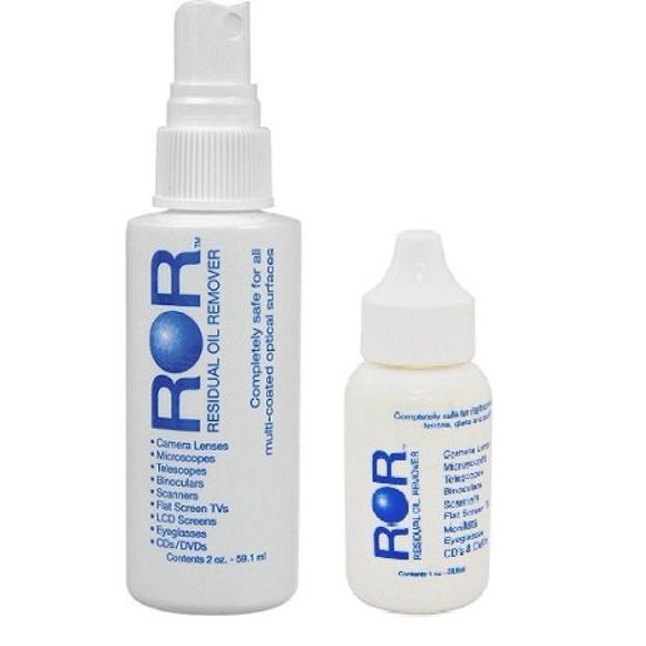 ROR Optical Lens Cleaner 2 oz Spray Bottle and 1 oz Dropper Bottle
