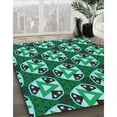 thumbnail image 3 of Ahgly Company Machine Washable Indoor Square Transitional Turquoise Green Area Rugs, 7' Square, 3 of 7