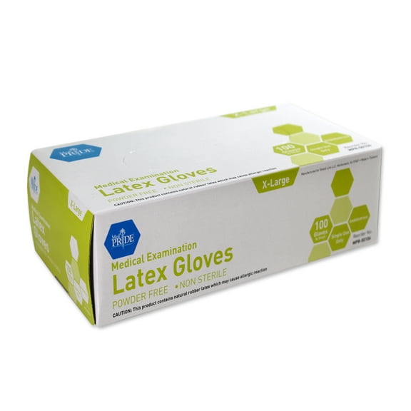Med Pride Disposable Latex Gloves, 5 Mil Thick 1000 Count White Exam Gloves, Medical Grade, Powder-Free, X-Large