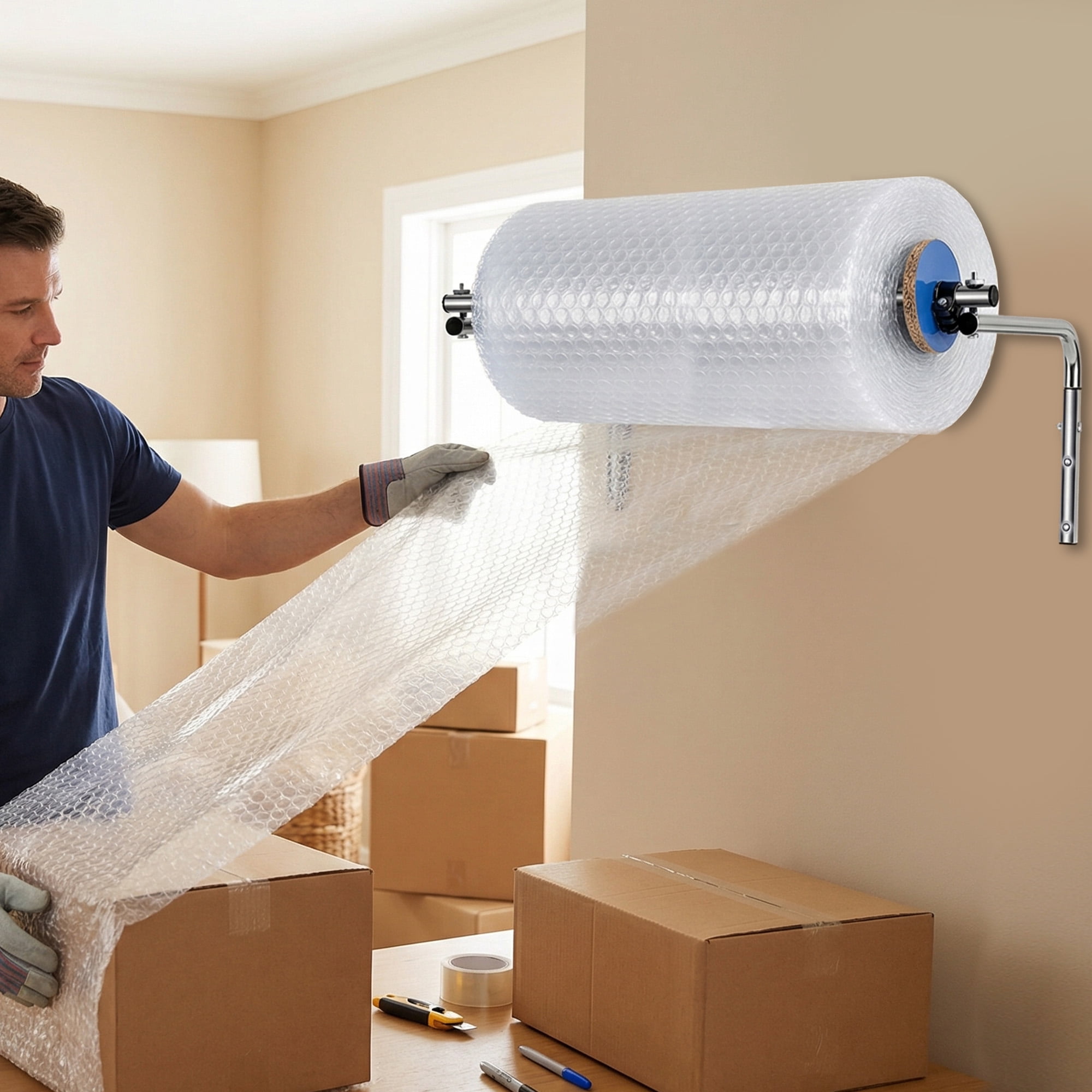 HI-REEKE Bubble Wrap Dispenser Wall Mount Bubble with width of 15.75" Cushioning Wrap Holder for Warehouse