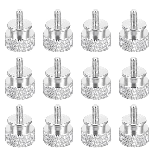 12pcs M3x6mm Knurled Thumb Screw Computer Case Threaded Hand Tighten Screws for PC Case, Silver