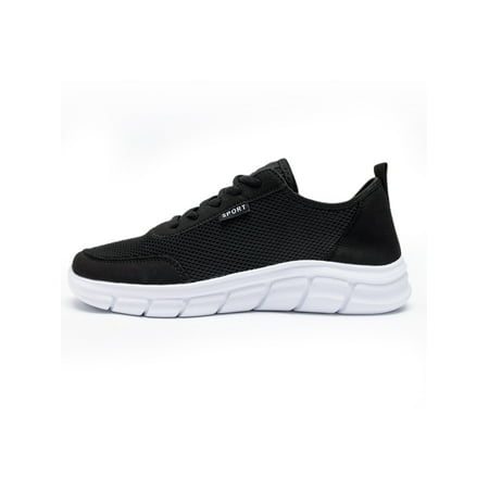 

Daeful Man Shoes Lace Up Sneakers Low Top Trainers Males Non Slip Breathable Closed Toe Black White 7.5