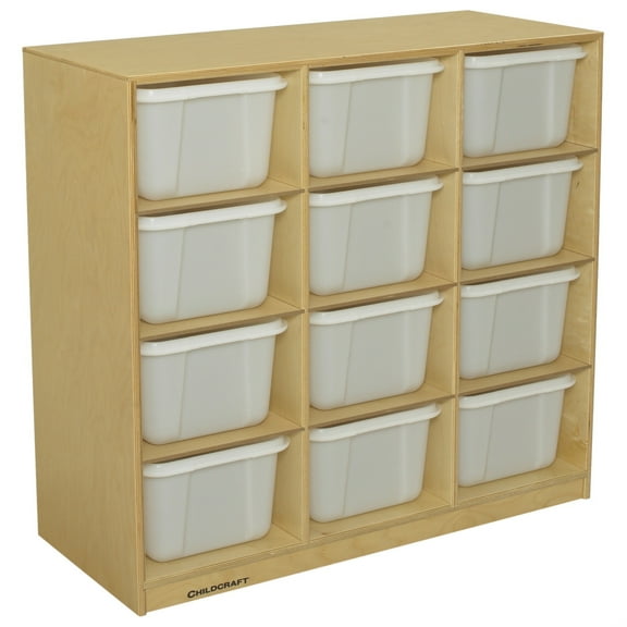 Childcraft Mobile Cubby Unit, 12 Translucent Tubs, 38-1/8 x 16 x 36 Inches