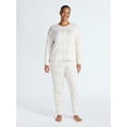 thumbnail image 2 of Joyspun Women's Cozy Lounge Collection Hacci Knit Long Sleeve Top and Joggers Pajama Set, Sizes XS-3X, 2 of 4