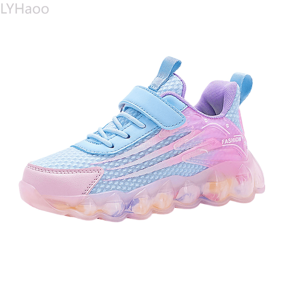LYHaoo Girls Sneakers Lightweight Breathable Mesh Running Shoes For Kids Comfortable Fashion Athletic Footwear Toddler Sports Walking Shoes Sizes 11 Little Kid Blue(4.5-5 Years)