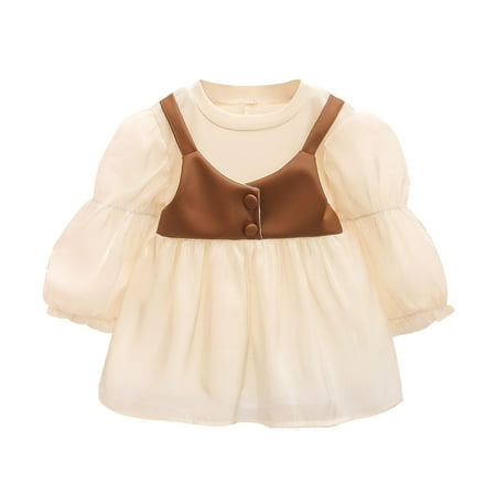 

Pimfylm Going Out Dresses For Toddler Baby Girl Dress Summer Cotton Linen Ruffle Sleeveless Kids 2023 Brown 6-12 Months