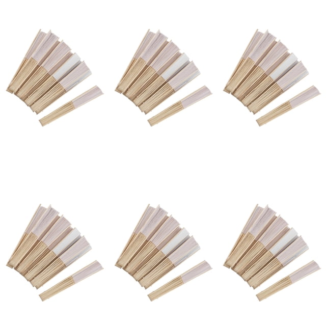 60 Pzs 21cm Abanico de Tela de Color Blanco, Abanico de Mano de Seda Favor de Promocion de la Fiesta de la Boda