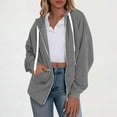 thumbnail image 2 of hotojiny Women's Lightweight Jacket Full Zip Hooded Winter Coat Casual Long Sleeve Oversized Sweatshirts with Pockets, 2 of 7