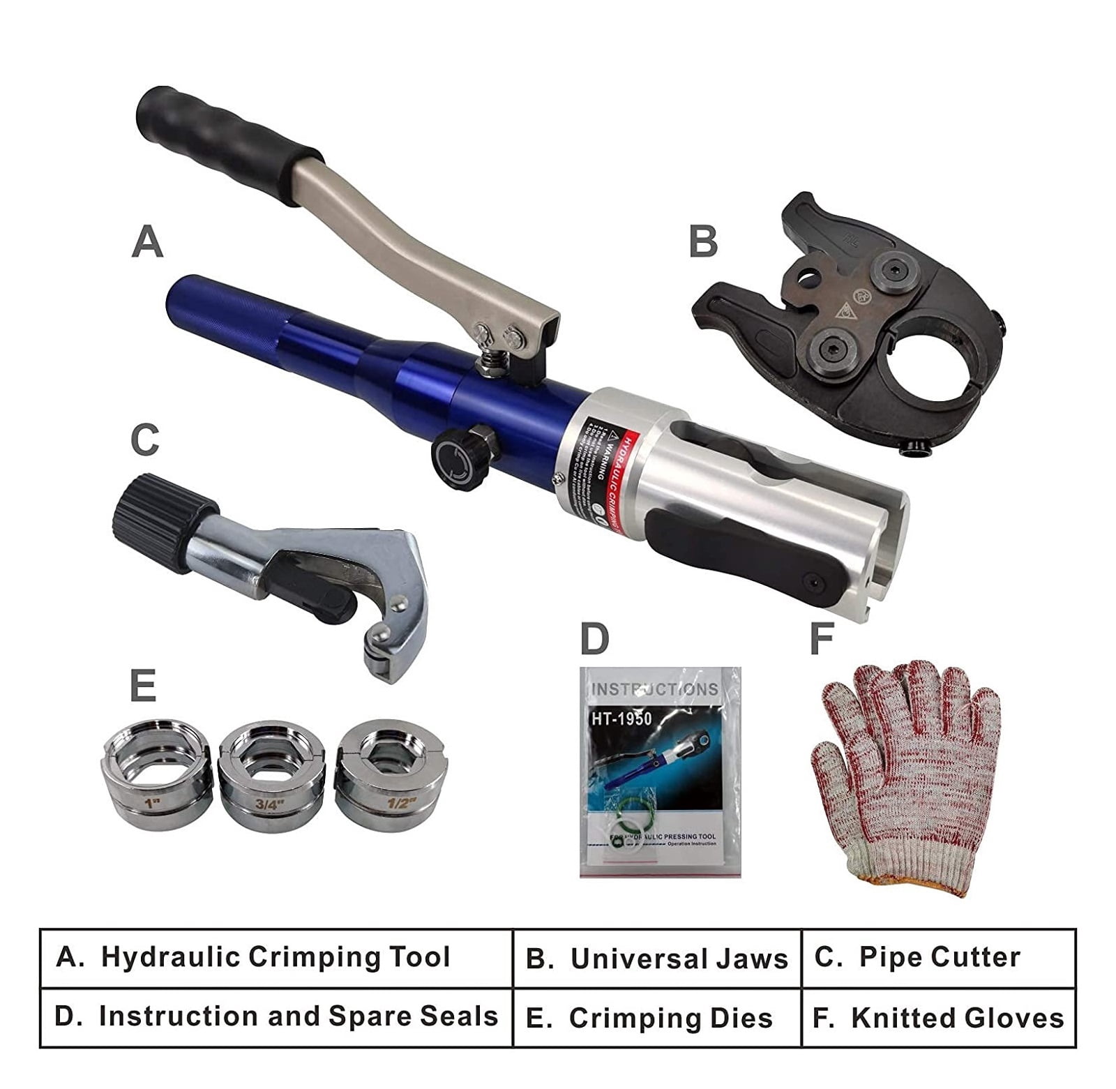 Hydraulic Copper Pipe Press Tool Copper Fitting Pipe Reparing Tool Pex Clamping Tool With U, Th, M, V Dies ,Comfortable Operation