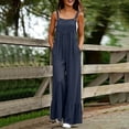 thumbnail image 5 of VBVC Women's Ruffle Hem Wide Leg Overalls , Adjustable Strap Sleeveless Jumpsuit For Women , Ladies' Casual Baggy Romper with Pockets,Navy,S-3XL, 5 of 9