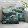 thumbnail image 3 of COMIO  Fish Throw Pillow Cover  Nature Nautical Ocean Sea Seaweed Coral Whale Shark Dolphin Rectangle Pillow Cases Home Decorative Cushion Cover for Bed Sofa Blue, 3 of 5