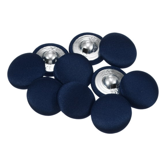 Uxcell 10pcs 32L Fabric Cloth Covered Button 20mm Round Metal Sewing Buttons for Suits Dress Blouses, Navy Blue
