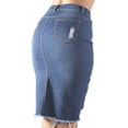 thumbnail image 2 of Fashion2Love Womens Junior Plus Size Juniors below Knee Length Midi Pencil Ripped Denim Skirt, 2 of 10