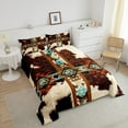 thumbnail image 2 of Cowhide Quilt Brown Highland Cow Print Bedding Set,Western Comforter Set King Exotic Aztec Duvet Insert,Farmhouse Wild Animal Longhorn Skin Room Decor Cowboys Gifts for Men, 2 of 5