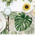 thumbnail image 3 of Spring Summer Palm Leaves Placemats Set of 4, Tropical Greenery Monstera Plant Dining Table Place Mats, Hawaii Seasonal Kitchen Decor Home Decoration 12 x 18 Inch, 3 of 5
