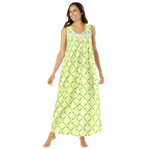 Only Necessities Plus Size Long Sleeveless Floral Nightgown