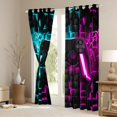 thumbnail image 3 of Homewish Electric Neon Gaming Pad Blackout Curtains Set of 2 (52x84 Each),Modern Video Game Curtain,Teal Pink, 3 of 6