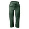 thumbnail image 3 of Capri Pants for Women 2025 Solid Color Lightweight Linen Loose Fit Casual Capris with Pockets Womens Cropped Pants, 3 of 5