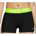 thumbnail image 2 of Nike Womens Pro 3" Shorts (Black/Volt/White, Small), 2 of 3