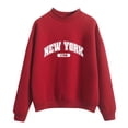 thumbnail image 1 of HNMKIU Women's Tops Autumn Winter O Neck Solid Color Printed Long Sleeve Pullover Sweatshirt, 1 of 4