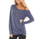 thumbnail image 4 of Tops De Manga Larga Con Nudo Torcido Para Mujer Tops De Manga Larga De Un Hombro Para Mujer Mujeres Casual Manga Larga Túnica Tops Solo Hombro Color Sólido Camiseta Para Fiesta ANGGREK  No, 4 of 6