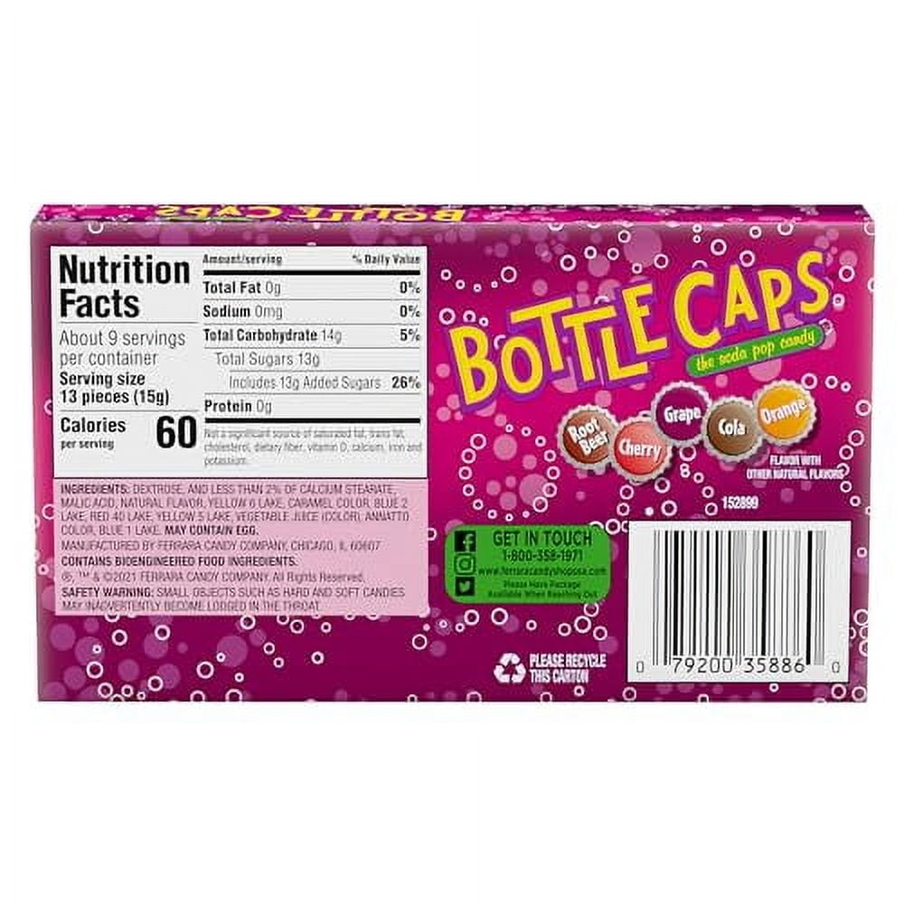 Wonka Bottle Caps Hard candy , Candy that fizzles in your mouth, 5 oz, pack of 10