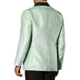 thumbnail image 3 of INSPIRE CHIC Men's Blazers Metallic Shawl Lapel Collar One Button Party Style Shiny Blazers S Green, 3 of 4