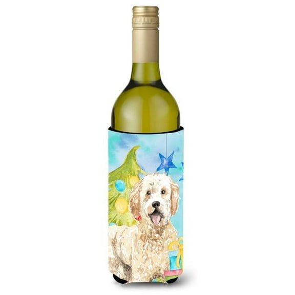 Christmas Tree Goldendoodle Wine Bottle Beverge Insulator Hugger