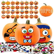 Ayieyill 48 Pack Halloween Pumpkin Stickers Decorating Stickers Large Make 48 Pumpkin Face Stickers for Halloween Kids Children Toddlers Party Favors Halloween Treats Stickers Gifts Vinyl 12 Sheets