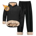 thumbnail image 2 of Men Sweatsuits Sets Sherpa Lined 2 Piece Hooded Pullover Set Sweatshirts Sweatpants Winter Thermal Tracksuits,Black,3XL, 2 of 3