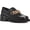 Black Crocodile, variant on AQUA Womens White Bone Lizard Embossed Chain Accent Cushioned Lena Round Toe Block Heel Slip On Leather Dress Heeled Loafers 8.5 M