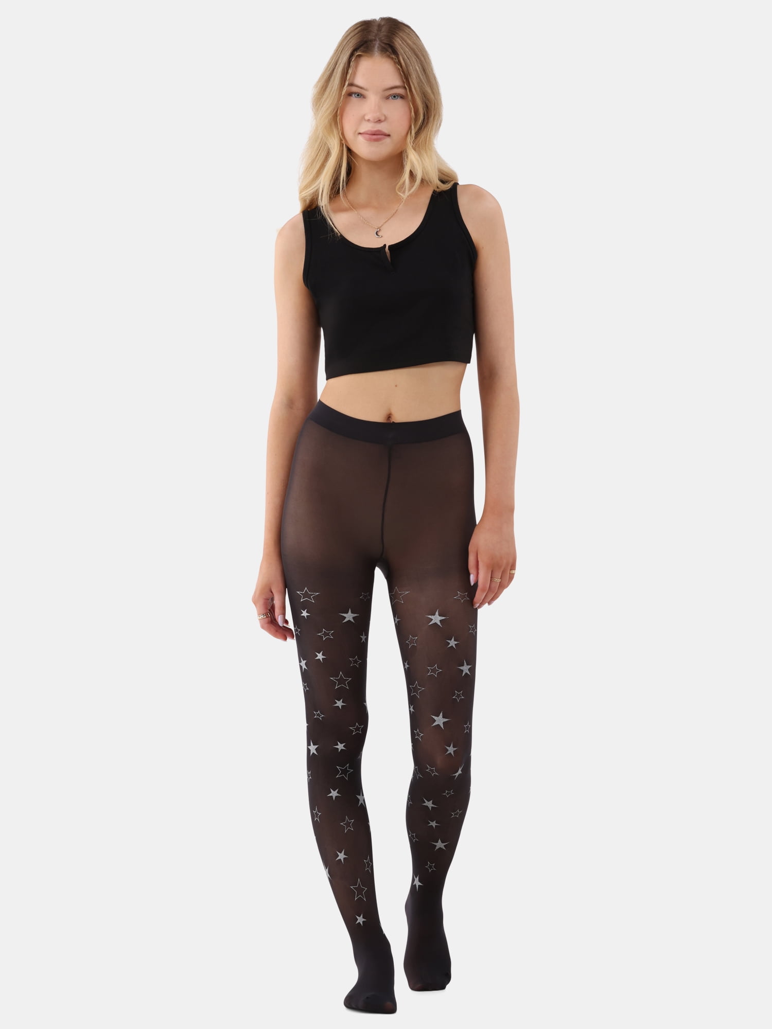 No Boundaries Star Pattern Sheer Tights for Women, Sizes S-3XL