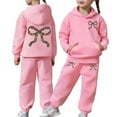thumbnail image 2 of Bobifish Little Girls Outfit Sets Leopard Bow Hoodie Set Hooded Sweatshirt And Jogger Pants With Leopard Bow Print Pocket Soft Kids Outfit Sets, 2 of 7