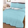 thumbnail image 3 of Quilts Twin Size, Pure Aqua Blue Soft Comforter Bedding Set for Bed, Modern Solid Color Minimalist Art Lightweight Quilted Bedspread with Pillow Cover(2 Pieces) for All Season, 68x86 Inch, 3 of 7