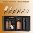 thumbnail image 6 of Razorri Rolling Knife Sharpener Kit 3 Different Grit Stones Discs #400 Diamond #3000 Whetstone #6000 Ceramic, 15° and 20° Magnetic Angle Base, Leather Strop Knives Fine Tool for Kitchen Blades, 6 of 7