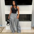 thumbnail image 2 of Wide leg straight casual striped pants (S, Black), 2 of 7