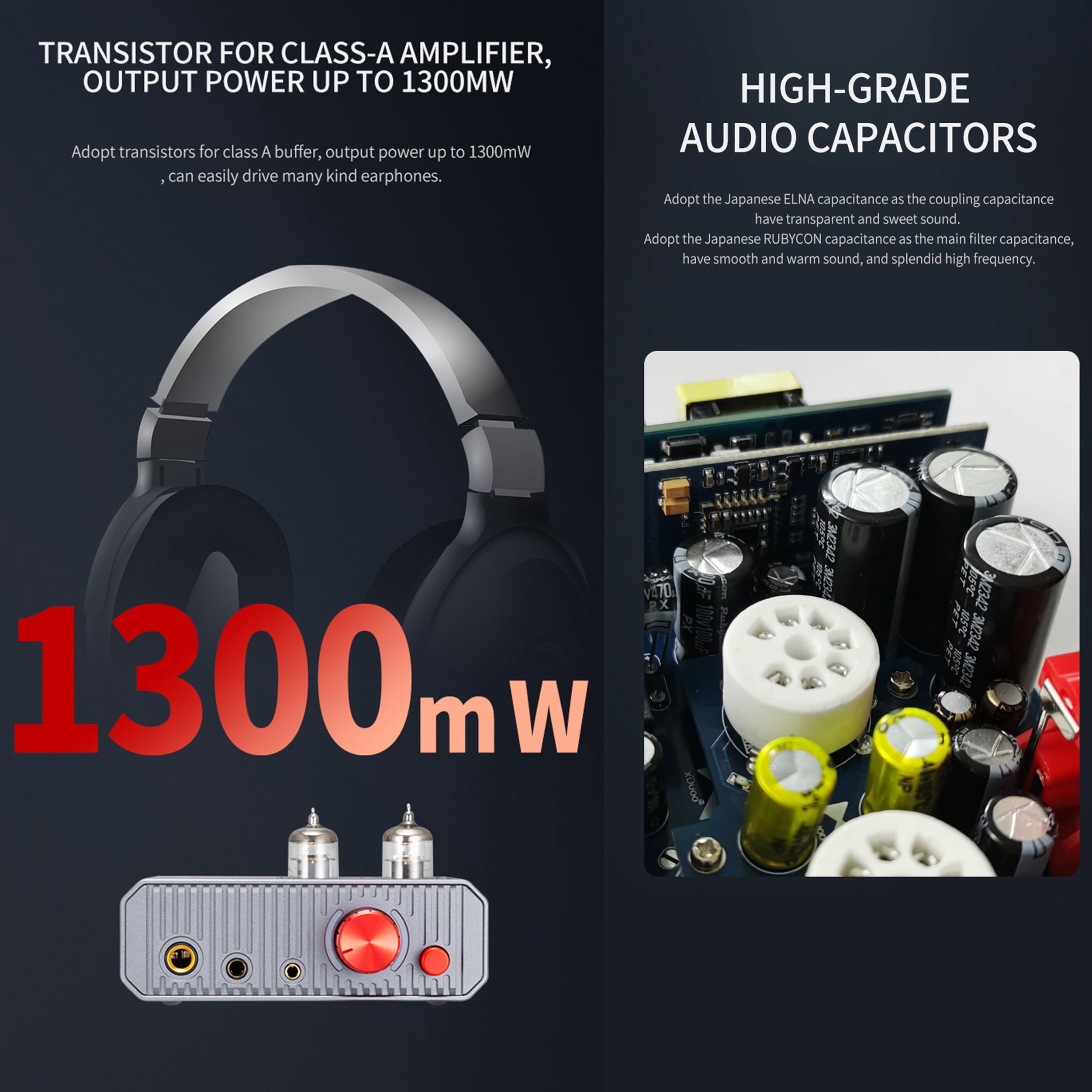 xDuoo MH-02 USB DAC,6J1 Tube Headphone Amplifier Combo,1300mW output,as a pre-amplifier,Gray
