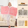 thumbnail image 3 of PMONPA Wearable Heated Throw Blanket for Adult, Electric Heated Wrap Poncho Shawl with Pockets, 6 Heating Levels & 2 to 10 Hours Time Settings, 51" x 61", Pink, 3 of 7