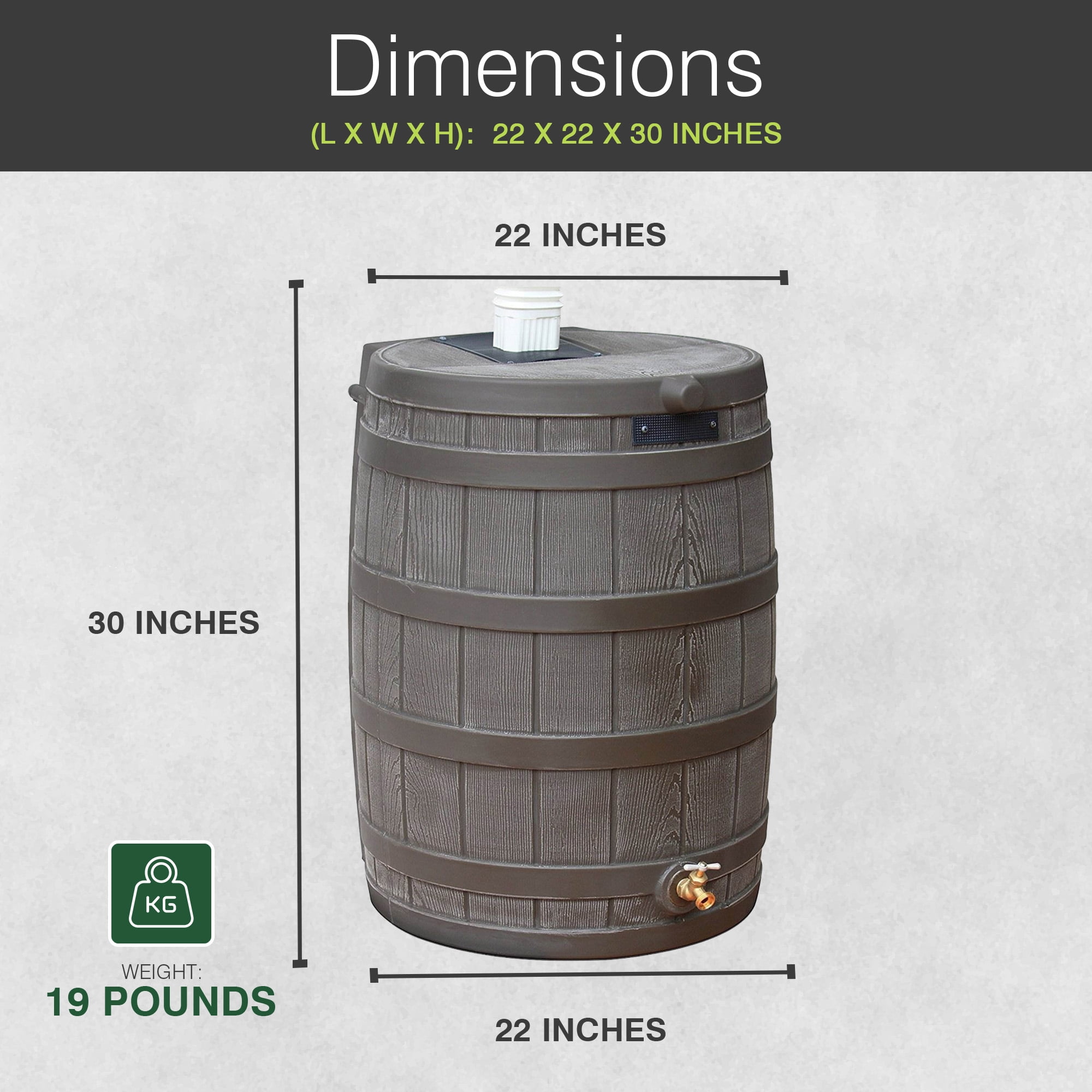 Good Ideas Rain Wizard 50 gal Plastic Rain Barrel w/ Brass Spigot (4 Pack)