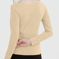 thumbnail image 4 of Women's Winter Thermal Long Sleeve Round Neck Solid Color Tank Top Camisole Base Layer, Warm Comfy Layering Piece for Cold Weather | CSEONE,Beige XL, 4 of 8