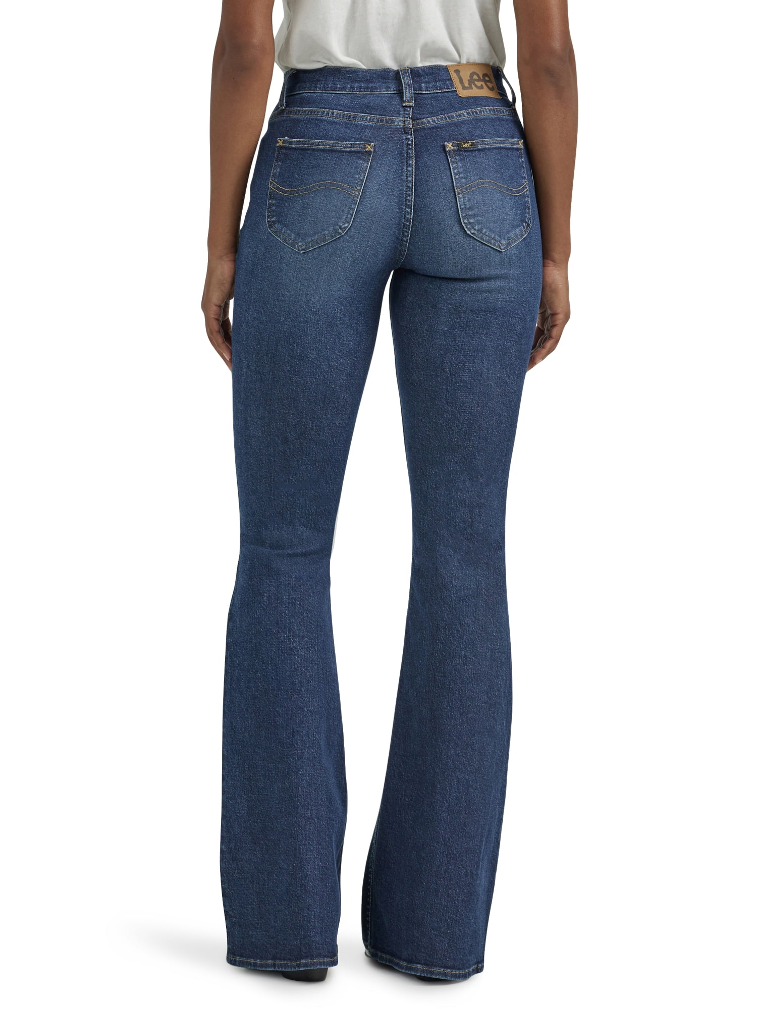 Lee Women's Legendary Mid Rise Flare Jean, Blurred Darks, 10 Short at   Women's Jeans store