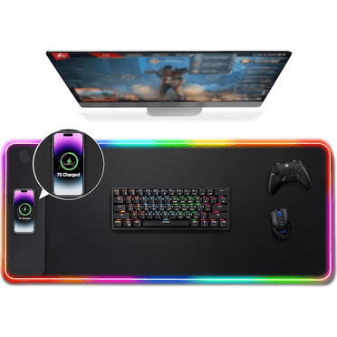15W Wireless Charging RGB Gaming Mouse Pad,Large Keyboard Pad,Desk Mat for Home Office,Waterproof