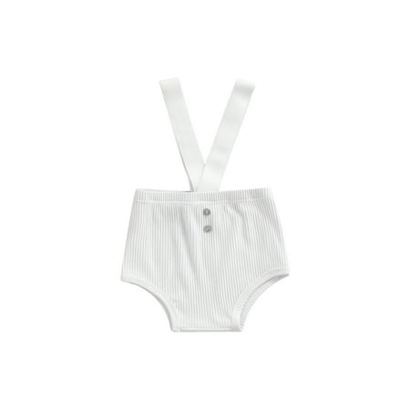 

Inevnen Toddles Baby Overalls Shorts Ribbed Elastic Waist Suspender Shorts Set