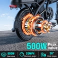 thumbnail image 4 of 14 Inch Folding Electric Bicycle, 500W Adult Electric Bicycle, 48V 10.4Ah,Top Speed 20Mph, 3-Speed Riding, Front Fork With Shock Absorption, Black, 4 of 10