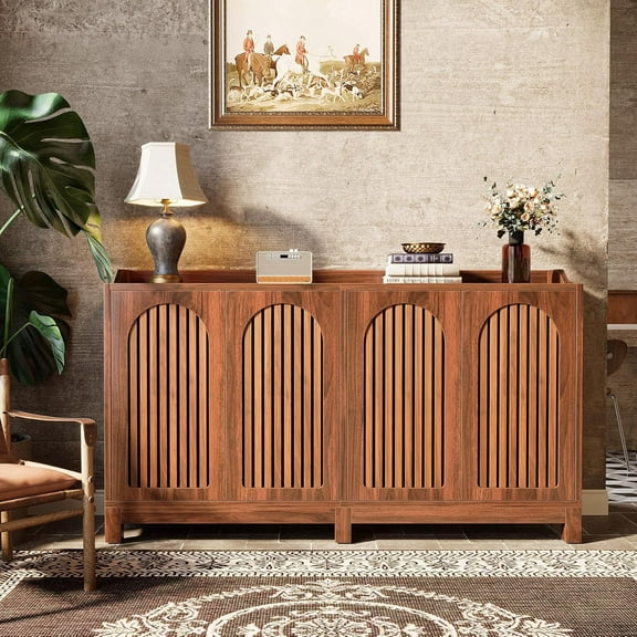 Tribesigns 57" Farmhouse Storage Cabinet with Shutter Doors and Adjustable Shelf