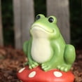 thumbnail image 4 of Mainstays Outdoor Green Frog on Red Mushroom Garden Statuary, 6 in L x 4.75 in W x 8.5 in H, 4 of 5