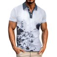 thumbnail image 1 of Blusa y camisa de manga corta con cuello vuelto para hombre, informal, de manga corta, con botón de solapa y estampado de salpicaduras de tinta, para hombre., 1 of 3